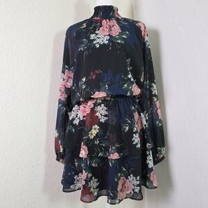 Yumi Kim Falling in Love Floral Mini Dress – Black Pink Navy M